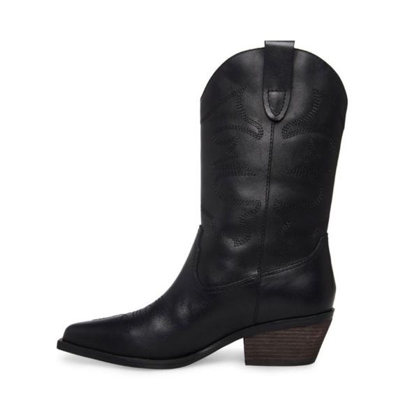 Steve Madden Ladies Western Black Leather Boot Style #20LB03S1 NWOT - Picture 2 of 16